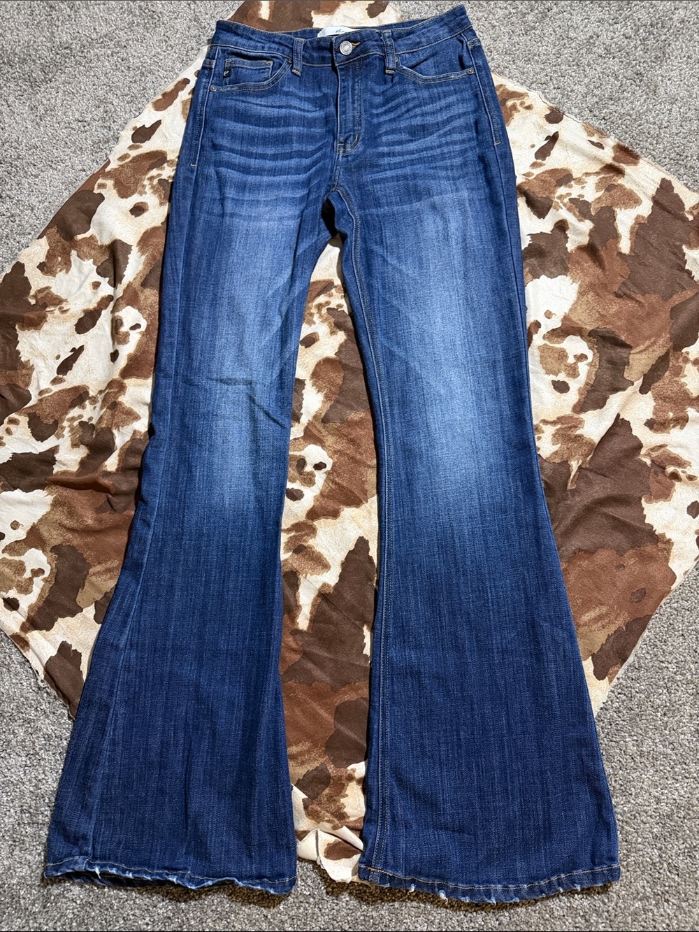 Kancan Dark Wash Flare Legged Denim Jeans 28/32.5